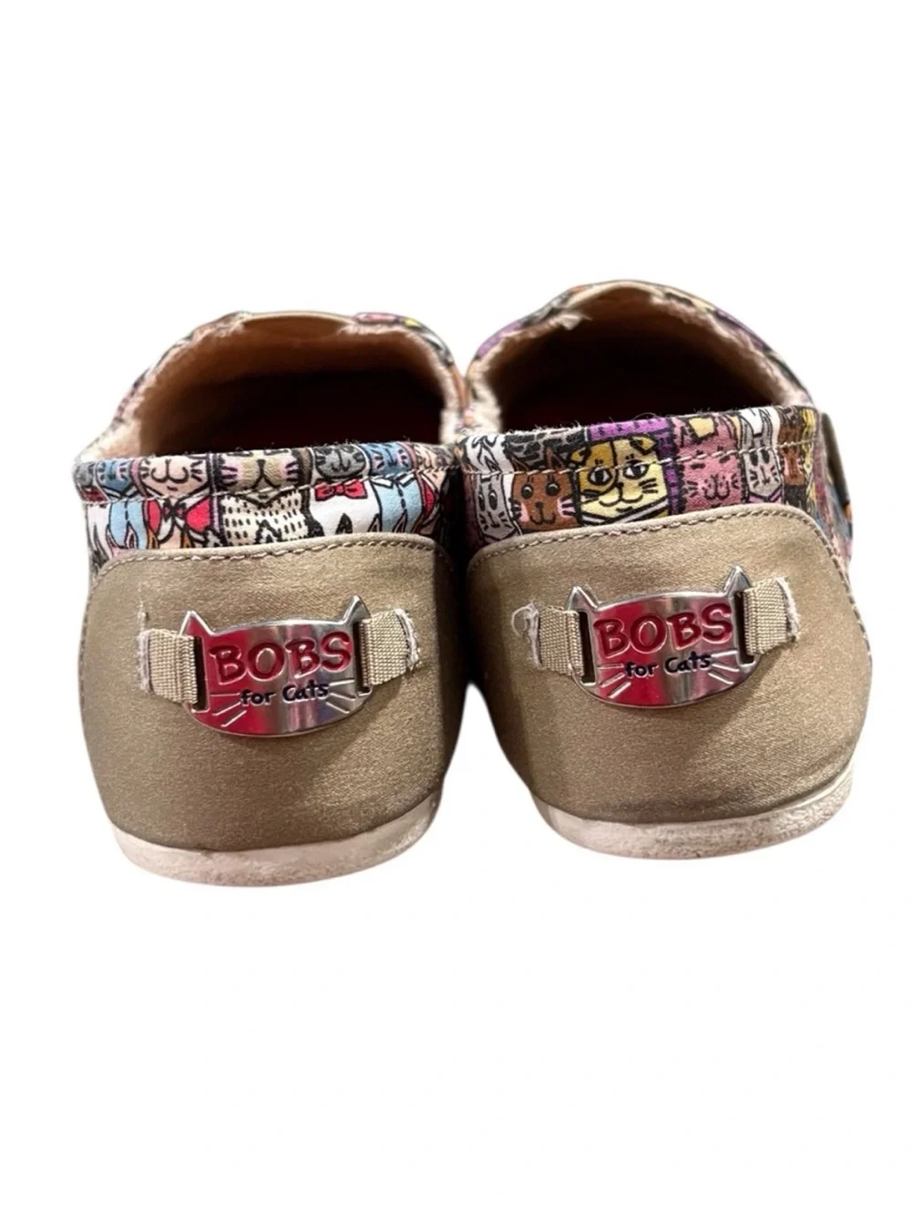 Bobs Skechers Cat Print Memory Foam Slip On Shoes Size 8.5